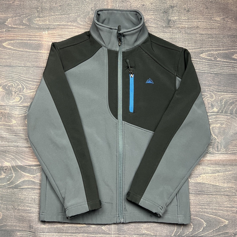 Snozu Performance Boys Grey Black Softshell Fleece Lined Jacket Size M 10/12
